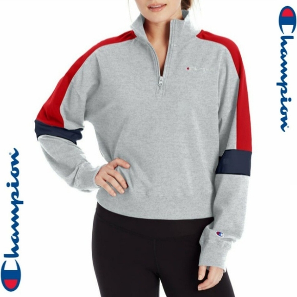 Champion Quarter Zip color block gray sweatshirt - Picture 16 of 16